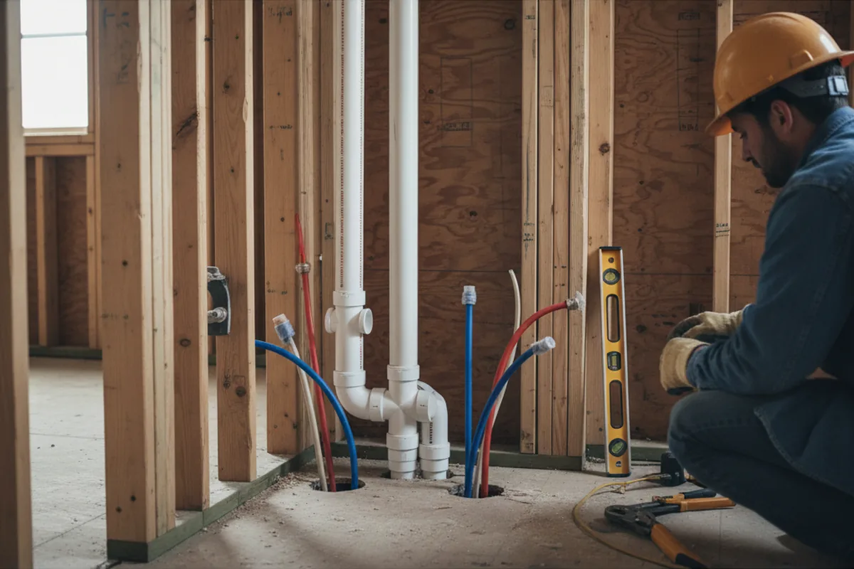 Drain and supply rough-in during Drain Cleaning in Berea