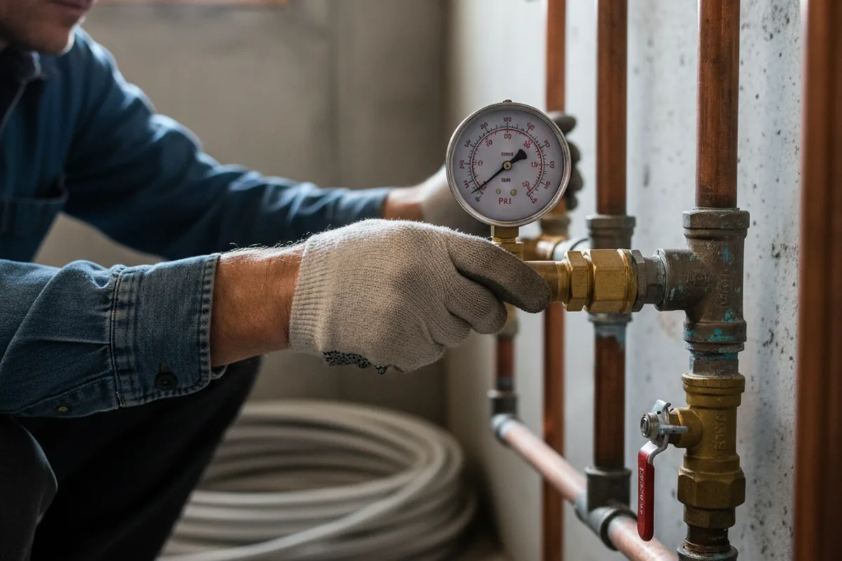 Pressure testing a repaired line during Water Line Repair in Berea